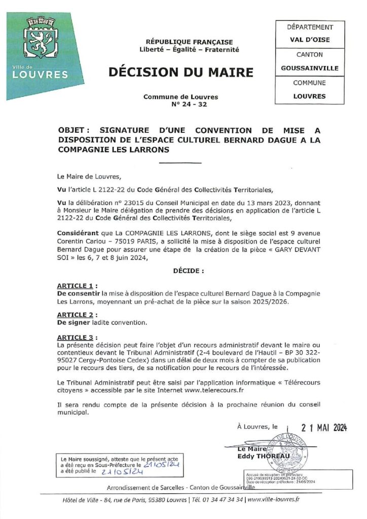 Image du document Décision du maire n° 24-32-SIGNATURE CONVENTION MAD RESIDENCE GARY DEVANT SOI